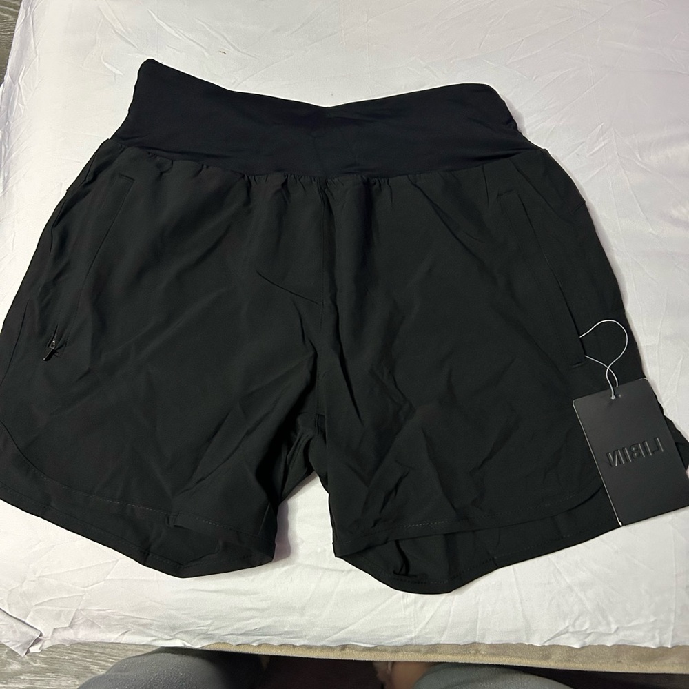 LIBIN Black Athletic Shorts with Elastic Waistband